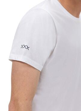 Camiseta El Pulpo bordado a contraste básica blanco para hombre