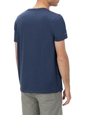 Camiseta El Pulpo básica bordado a contraste marino para hombre