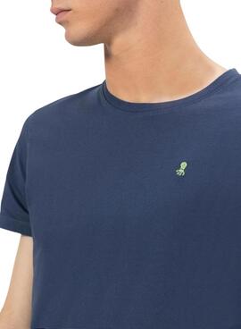 Camiseta El Pulpo básica bordado a contraste marino para hombre