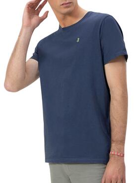 Camiseta El Pulpo básica bordado a contraste marino para hombre