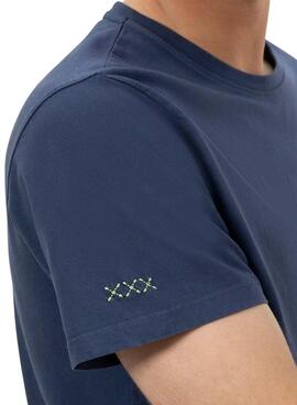 Camiseta El Pulpo básica bordado a contraste marino para hombre