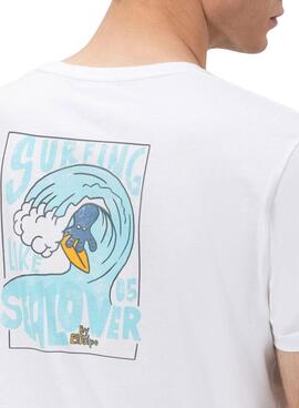 Camiseta El Pulpo estampado Surfing Waves blanco para hombre