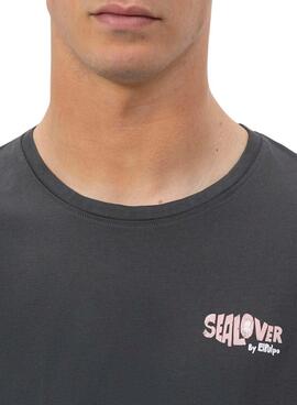 Camiseta El Pulpo estampado Surfing Waves gris para hombre