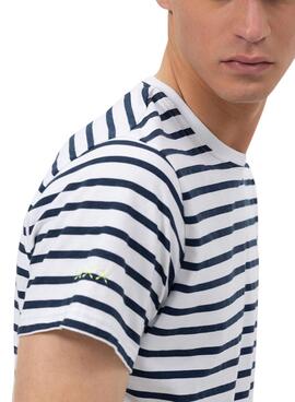 Camiseta El Pulpo estampado rayas blanco para hombre