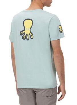 Camiseta El Pulpo tripe logo dibujado turquesa para hombre
