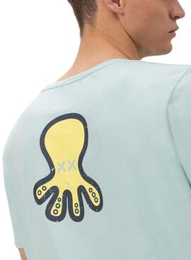Camiseta El Pulpo tripe logo dibujado turquesa para hombre