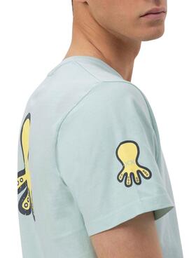 Camiseta El Pulpo tripe logo dibujado turquesa para hombre