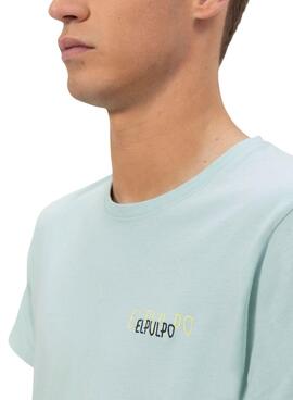 Camiseta El Pulpo tripe logo dibujado turquesa para hombre