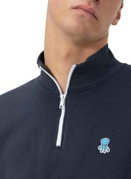 Sudadera El Pulpo cuello perkins logo bordado marino para hombre