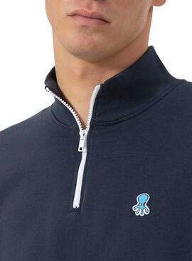 Sudadera El Pulpo cuello perkins logo bordado marino para hombre