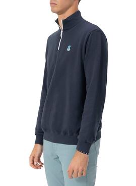 Sudadera El Pulpo cuello perkins logo bordado marino para hombre