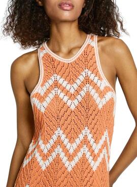Vestido Pepe Jeans Oriana naranja y beige para mujer