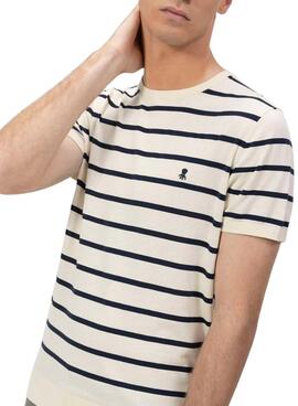 Camiseta El Pulpo de punto extrafino rayas marino para hombre