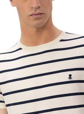 Camiseta El Pulpo de punto extrafino rayas marino para hombre