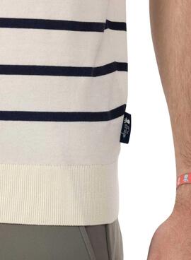 Camiseta El Pulpo de punto extrafino rayas marino para hombre