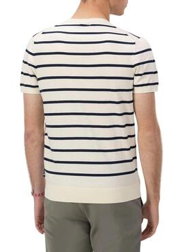 Camiseta El Pulpo de punto extrafino rayas marino para hombre