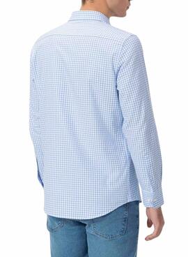 Camisa El Pulpo Oxford estampado cuadro vichy azul para hombre