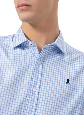 Camisa El Pulpo Oxford estampado cuadro vichy azul para hombre
