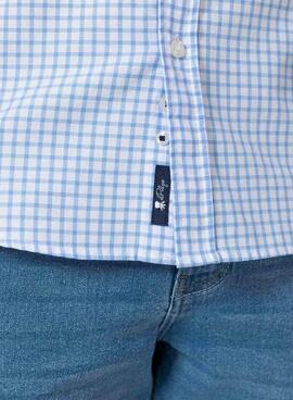 Camisa El Pulpo Oxford estampado cuadro vichy azul para hombre