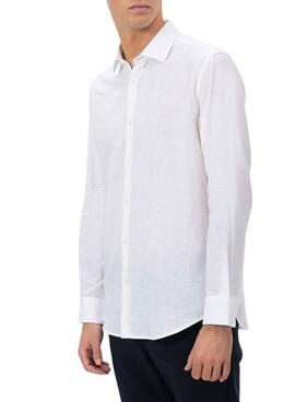 Camisa El Pulpo lino blanco para hombre
