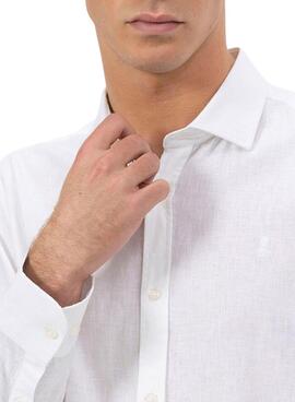 Camisa El Pulpo lino blanco para hombre