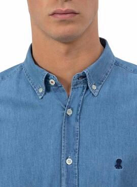 Camisa El Pulpo denim azul para hombre