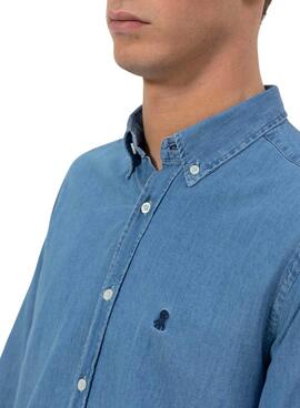 Camisa El Pulpo denim azul para hombre
