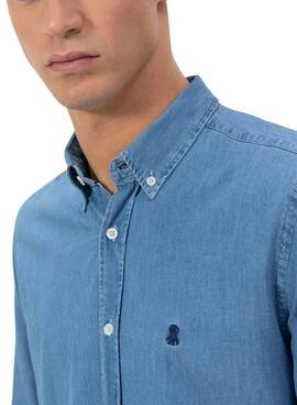Camisa El Pulpo denim azul para hombre