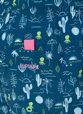 Bañador El Pulpo estampado floral azul para hombre