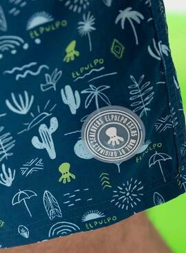 Bañador El Pulpo estampado floral azul para hombre
