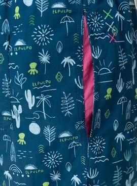 Bañador El Pulpo estampado floral azul para hombre