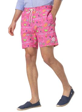 Bañador El Pulpo estampado La Dolce Vita rosa para hombre