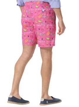 Bañador El Pulpo estampado La Dolce Vita rosa para hombre