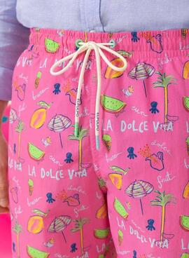 Bañador El Pulpo estampado La Dolce Vita rosa para hombre