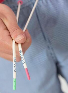 Bañador El Pulpo microraya logo bordado azul para hombre