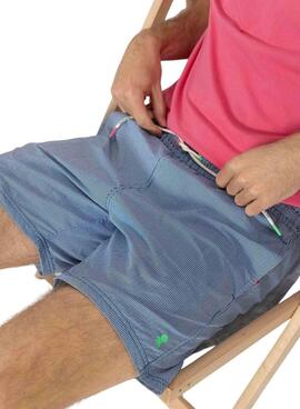 Bañador El Pulpo microraya logo bordado azul para hombre