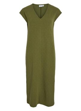 Vestido Vila Viadoria verde midi para mujer