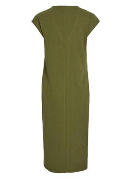 Vestido Vila Viadoria verde midi para mujer