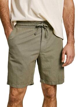 Bermuda Pepe Jeans Smart Relaxed lino verde para hombre