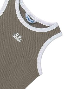 Camiseta Mayoral tirantes bordado verde para niña
