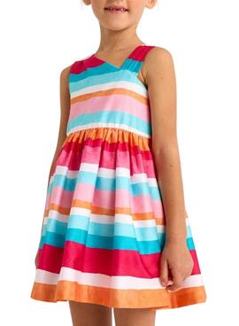 Vestido Mayoral rayas rosa para niña