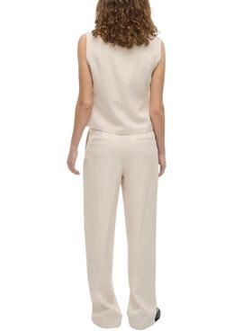 Pantalones Vila Viflea beige para mujer