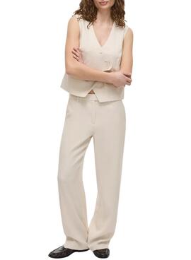 Pantalones Vila Viflea beige para mujer