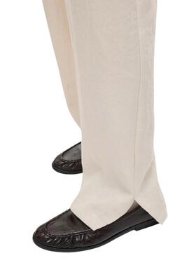 Pantalones Vila Viflea beige para mujer