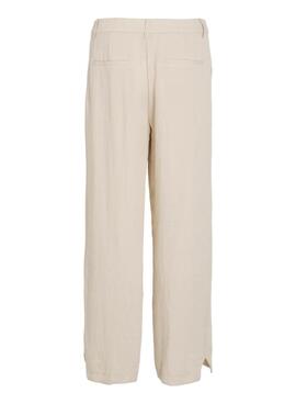 Pantalones Vila Viflea beige para mujer