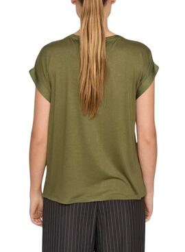 Camiseta Vila Viellette Satin verde para mujer