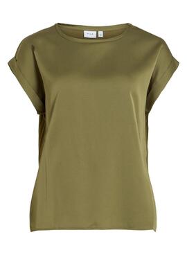 Camiseta Vila Viellette Satin verde para mujer