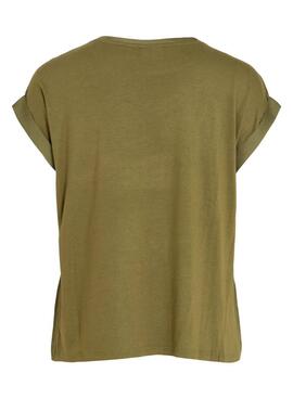 Camiseta Vila Viellette Satin verde para mujer