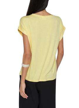 Camiseta Vila Viellette Satin amarillo para mujer