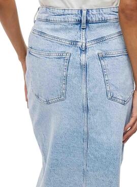 Falda vaquera Vila Vijaf midi azul claro para mujer